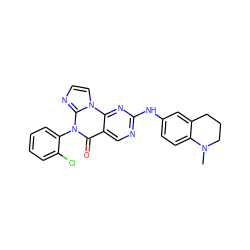 CN1CCCc2cc(Nc3ncc4c(=O)n(-c5ccccc5Cl)c5nccn5c4n3)ccc21 ZINC000143824777