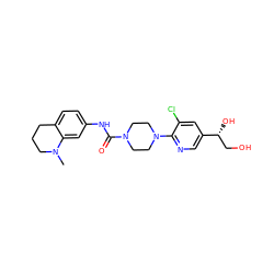 CN1CCCc2ccc(NC(=O)N3CCN(c4ncc([C@H](O)CO)cc4Cl)CC3)cc21 ZINC000141069248