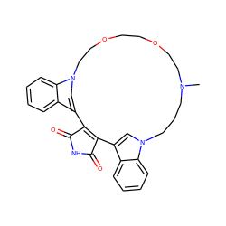 CN1CCCn2cc(c3ccccc32)C2=C(C(=O)NC2=O)c2cn(c3ccccc23)CCOCCOCC1 ZINC000013538510