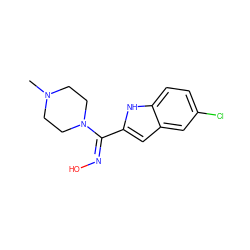 CN1CCN(/C(=N\O)c2cc3cc(Cl)ccc3[nH]2)CC1 ZINC000066263245