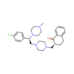 CN1CCN([C@@H](CN2CCN(C[C@@H]3CCc4ccccc4C3=O)CC2)c2ccc(Cl)cc2)CC1 ZINC000022928094