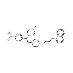 CN1CCN([C@@H](CN2CCN(CCCCc3cccc4ccccc34)CC2)c2ccc([N+](=O)[O-])cc2)CC1 ZINC000028646234