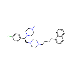 CN1CCN([C@@H](CN2CCN(CCCCc3cccc4ccccc34)CC2)c2ccc(Cl)cc2)CC1 ZINC000028646192