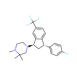 CN1CCN([C@@H]2C[C@@H](c3ccc(F)cc3)c3ccc(C(F)(F)F)cc32)CC1(C)C ZINC000022938044