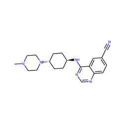 CN1CCN([C@H]2CC[C@H](Nc3ncnc4ccc(C#N)cc34)CC2)CC1 ZINC001772612225