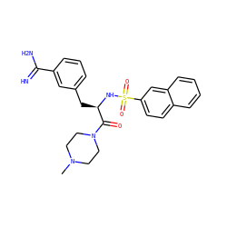 CN1CCN(C(=O)[C@@H](Cc2cccc(C(=N)N)c2)NS(=O)(=O)c2ccc3ccccc3c2)CC1 ZINC000013765411