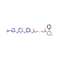 CN1CCN(C(=O)CCSCCC(=O)Nc2cccc(Nc3nccc(Nc4cc(C5CC5)[nH]n4)n3)c2)[C@@H](c2ccccc2)C1 ZINC000473081799