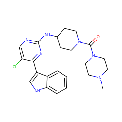 CN1CCN(C(=O)N2CCC(Nc3ncc(Cl)c(-c4c[nH]c5ccccc45)n3)CC2)CC1 ZINC000028896585