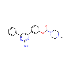 CN1CCN(C(=O)Oc2cccc(-c3cc(-c4ccccc4)nc(N)n3)c2)CC1 ZINC000653774537