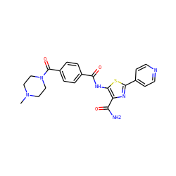 CN1CCN(C(=O)c2ccc(C(=O)Nc3sc(-c4ccncc4)nc3C(N)=O)cc2)CC1 ZINC000149904767