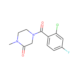 CN1CCN(C(=O)c2ccc(F)cc2Cl)CC1=O ZINC000059282948