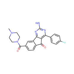 CN1CCN(C(=O)c2ccc3c(c2)-c2nc(N)nc(-c4ccc(F)cc4)c2C3=O)CC1 ZINC000049054017