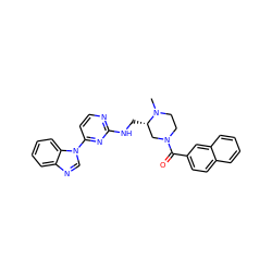 CN1CCN(C(=O)c2ccc3ccccc3c2)C[C@@H]1CNc1nccc(-n2cnc3ccccc32)n1 ZINC000045252919