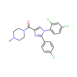 CN1CCN(C(=O)c2cn(-c3ccc(Cl)cc3Cl)c(-c3ccc(Cl)cc3)n2)CC1 ZINC000013642432