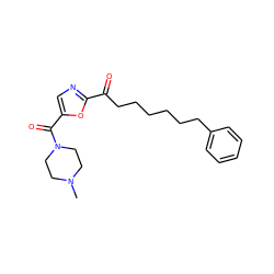 CN1CCN(C(=O)c2cnc(C(=O)CCCCCCc3ccccc3)o2)CC1 ZINC000035259941