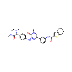 CN1CCN(C)[C@H](c2ccc(Nc3nc(-c4cccc(NC(=O)c5cc6c(s5)CCCC6)c4)cn(C)c3=O)cc2)C1=O ZINC000059185926