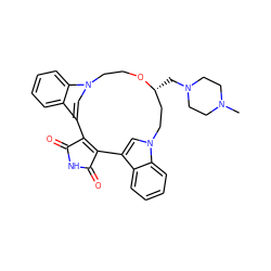 CN1CCN(C[C@@H]2CCn3cc(c4ccccc43)C3=C(C(=O)NC3=O)c3cn(c4ccccc34)CCO2)CC1 ZINC000022933140