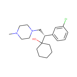 CN1CCN(C[C@H](c2cccc(Cl)c2)C2(O)CCCCC2)CC1 ZINC000022442358