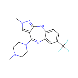 CN1CCN(C2=Nc3cc(C(F)(F)F)ccc3Nc3nn(C)cc32)CC1 ZINC000026575626