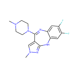 CN1CCN(C2=Nc3cc(F)c(F)cc3Nc3nn(C)cc32)CC1 ZINC000026576188