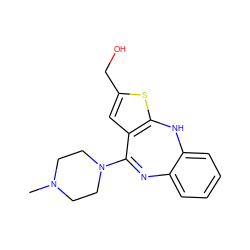 CN1CCN(C2=Nc3ccccc3Nc3sc(CO)cc32)CC1 ZINC000053166256