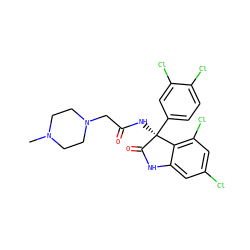 CN1CCN(CC(=O)N[C@@]2(c3ccc(Cl)c(Cl)c3)C(=O)Nc3cc(Cl)cc(Cl)c32)CC1 ZINC000095552762