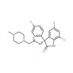 CN1CCN(CC(=O)N[C@@]2(c3ccc(Cl)cc3)C(=O)Nc3c(Cl)cc(Cl)cc32)CC1 ZINC000095555043