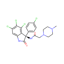 CN1CCN(CC(=O)N[C@@]2(c3ccc(Cl)cc3)C(=O)Nc3cc(Cl)c(Cl)c(Cl)c32)CC1 ZINC000095552427