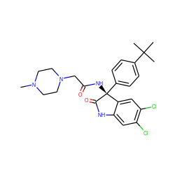 CN1CCN(CC(=O)N[C@]2(c3ccc(C(C)(C)C)cc3)C(=O)Nc3cc(Cl)c(Cl)cc32)CC1 ZINC000095553916