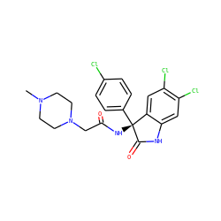 CN1CCN(CC(=O)N[C@]2(c3ccc(Cl)cc3)C(=O)Nc3cc(Cl)c(Cl)cc32)CC1 ZINC000059028838