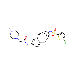 CN1CCN(CC(=O)Nc2ccc3c(c2)C[C@H]2CC[C@@H](C3)[C@H]2NS(=O)(=O)c2ccc(Cl)s2)CC1 ZINC000028339579