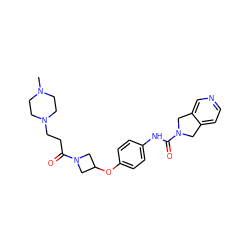 CN1CCN(CCC(=O)N2CC(Oc3ccc(NC(=O)N4Cc5ccncc5C4)cc3)C2)CC1 ZINC000167557509