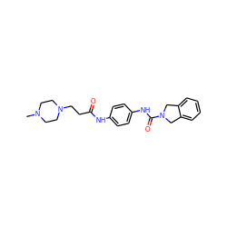 CN1CCN(CCC(=O)Nc2ccc(NC(=O)N3Cc4ccccc4C3)cc2)CC1 ZINC000166854220