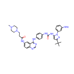 CN1CCN(CCC(=O)Nc2ccc3ncnc(Nc4ccc(NC(=O)Nc5cc(C(C)(C)C)nn5-c5cccc(N)c5)cc4)c3c2)CC1 ZINC000096273047