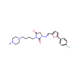 CN1CCN(CCCCN2C(=O)CN(/N=C/c3ccc(-c4ccc(Cl)cc4)o3)C2=O)CC1 ZINC000021983255