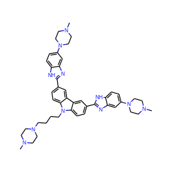 CN1CCN(CCCCn2c3ccc(-c4nc5cc(N6CCN(C)CC6)ccc5[nH]4)cc3c3cc(-c4nc5cc(N6CCN(C)CC6)ccc5[nH]4)ccc32)CC1 ZINC000299834559