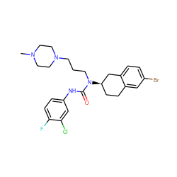CN1CCN(CCCN(C(=O)Nc2ccc(F)c(Cl)c2)[C@@H]2CCc3cc(Br)ccc3C2)CC1 ZINC000036351925