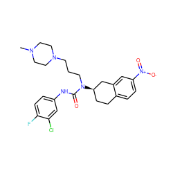 CN1CCN(CCCN(C(=O)Nc2ccc(F)c(Cl)c2)[C@@H]2CCc3ccc([N+](=O)[O-])cc3C2)CC1 ZINC000035923045