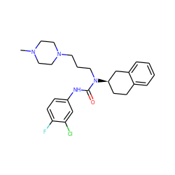 CN1CCN(CCCN(C(=O)Nc2ccc(F)c(Cl)c2)[C@@H]2CCc3ccccc3C2)CC1 ZINC000036351914