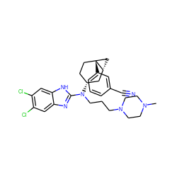 CN1CCN(CCCN(c2nc3cc(Cl)c(Cl)cc3[nH]2)[C@@H]2CC[C@]3(c4cccc(C#N)c4)C[C@@H]3C2)CC1 ZINC000036351807