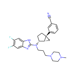 CN1CCN(CCCN(c2nc3cc(F)c(F)cc3[nH]2)[C@@H]2CC[C@]3(c4cccc(C#N)c4)C[C@H]23)CC1 ZINC000034470971