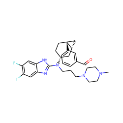CN1CCN(CCCN(c2nc3cc(F)c(F)cc3[nH]2)[C@@H]2CC[C@]3(c4cccc(C=O)c4)C[C@@H]3C2)CC1 ZINC000036351724