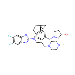 CN1CCN(CCCN(c2nc3cc(F)c(F)cc3[nH]2)[C@@H]2CC[C@]3(c4cccc(CN5CC[C@H](O)C5)c4)C[C@@H]3C2)CC1 ZINC000036351808