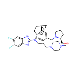 CN1CCN(CCCN(c2nc3cc(F)c(F)cc3[nH]2)[C@@H]2CC[C@]3(c4cccc(CN5CCC[C@H]5CO)c4)C[C@@H]3C2)CC1 ZINC000038149792