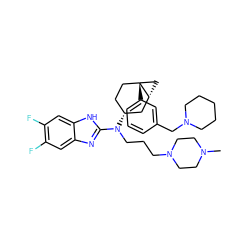 CN1CCN(CCCN(c2nc3cc(F)c(F)cc3[nH]2)[C@@H]2CC[C@]3(c4cccc(CN5CCCCC5)c4)C[C@@H]3C2)CC1 ZINC000036351734