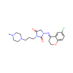 CN1CCN(CCCN2C(=O)CN(/N=C3\CCOc4ccc(Cl)cc43)C2=O)CC1 ZINC000040937756