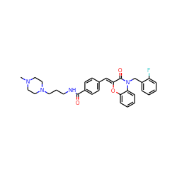 CN1CCN(CCCNC(=O)c2ccc(/C=C3\Oc4ccccc4N(Cc4ccccc4F)C3=O)cc2)CC1 ZINC000022938928