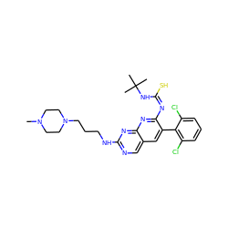 CN1CCN(CCCNc2ncc3cc(-c4c(Cl)cccc4Cl)c(/N=C(/S)NC(C)(C)C)nc3n2)CC1 ZINC000023357800