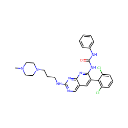 CN1CCN(CCCNc2ncc3cc(-c4c(Cl)cccc4Cl)c(NC(=O)Nc4ccccc4)nc3n2)CC1 ZINC000023357766