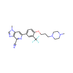 CN1CCN(CCCOc2ccc(-c3cc4c(ncn4C)c(C#N)n3)cc2C(F)(F)F)CC1 ZINC000058538233